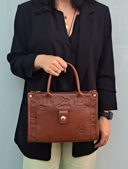 Bolsa Mão Cavalinho Cavalo Lusitano Camel