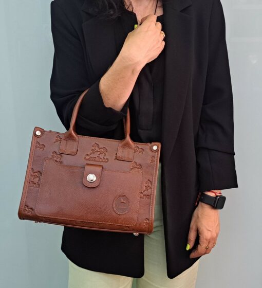 Bolsa Mão Cavalinho Cavalo Lusitano Camel