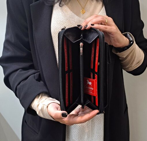 Bolsa Telemóvel Cavalinho Cavalo Lusitano Preto