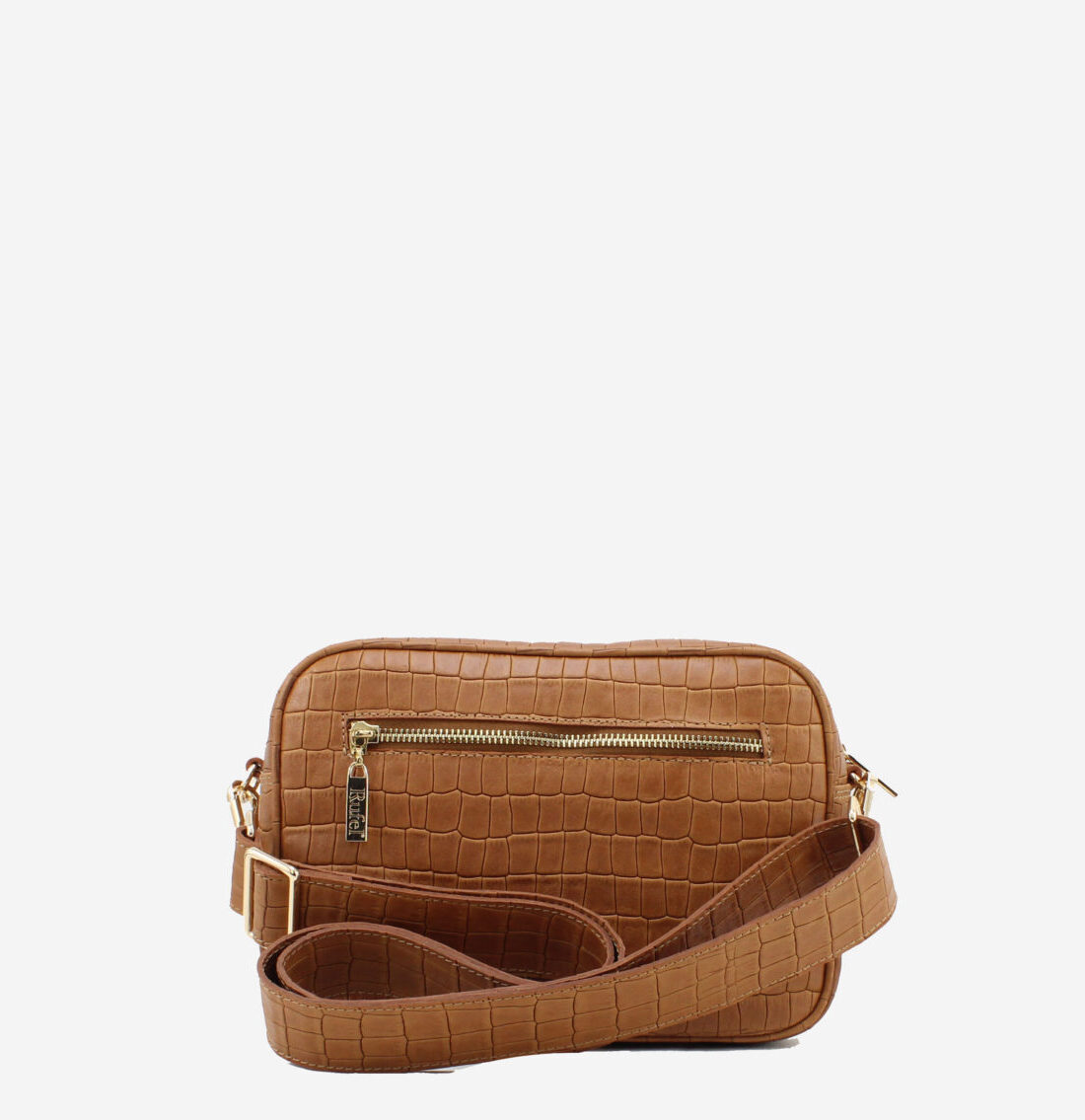 Mala Tiracolo Rufel Mala de tiracolo Rufel em textura croco com bolso exterior frontal de acesso rápido. Ideal para manter o telemóvel e chaves sempre à mão com total facilidade. Alça de tiracolo confortável que garante praticidade, segurança e mãos livres para a sua rotina.